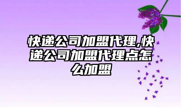 快遞公司加盟代理,快遞公司加盟代理點怎么加盟