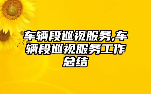 車輛段巡視服務,車輛段巡視服務工作總結