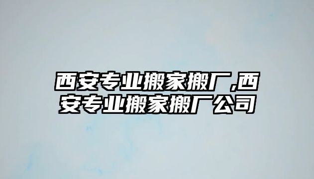 西安專業(yè)搬家搬廠,西安專業(yè)搬家搬廠公司