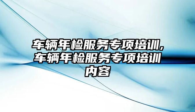 車輛年檢服務專項培訓,車輛年檢服務專項培訓內容