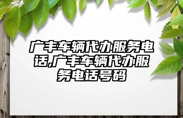 廣豐車輛代辦服務電話,廣豐車輛代辦服務電話號碼