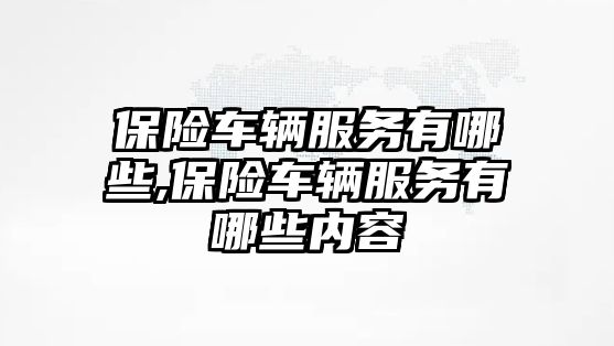 保險車輛服務有哪些,保險車輛服務有哪些內容