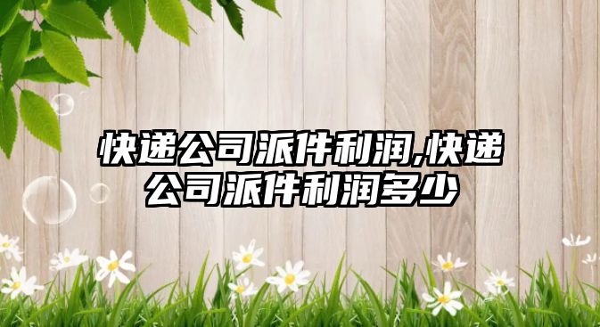 快遞公司派件利潤,快遞公司派件利潤多少