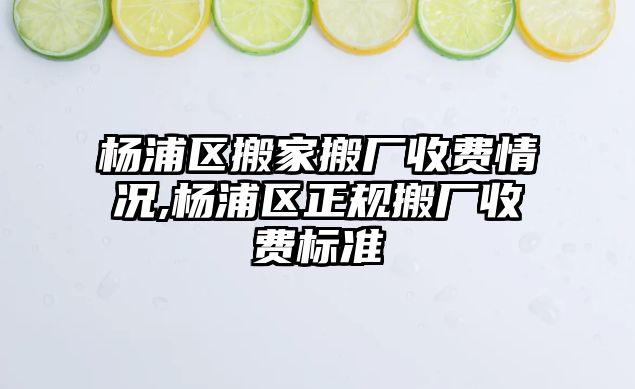 楊浦區(qū)搬家搬廠收費(fèi)情況,楊浦區(qū)正規(guī)搬廠收費(fèi)標(biāo)準(zhǔn)