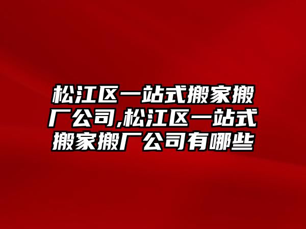 松江區(qū)一站式搬家搬廠公司,松江區(qū)一站式搬家搬廠公司有哪些