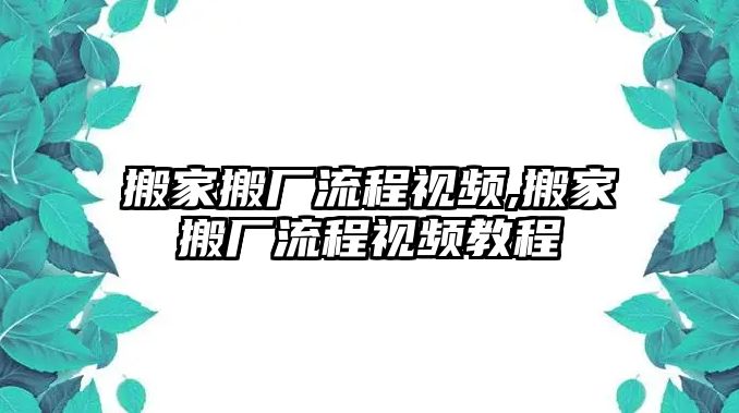 搬家搬廠流程視頻,搬家搬廠流程視頻教程