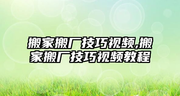 搬家搬廠技巧視頻,搬家搬廠技巧視頻教程