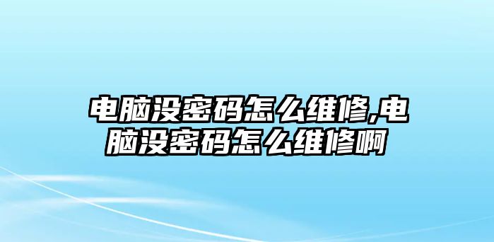 電腦沒密碼怎么維修,電腦沒密碼怎么維修啊