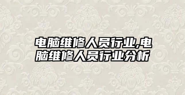 電腦維修人員行業,電腦維修人員行業分析