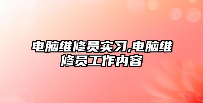 電腦維修員實習,電腦維修員工作內容