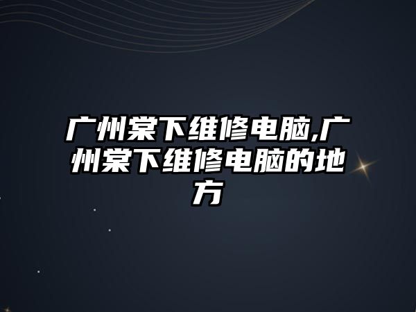 廣州棠下維修電腦,廣州棠下維修電腦的地方