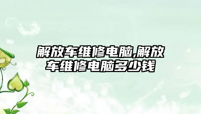 解放車維修電腦,解放車維修電腦多少錢