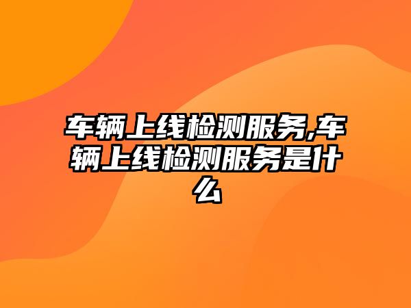 車輛上線檢測服務,車輛上線檢測服務是什么