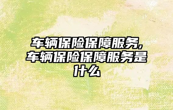 車輛保險保障服務,車輛保險保障服務是什么