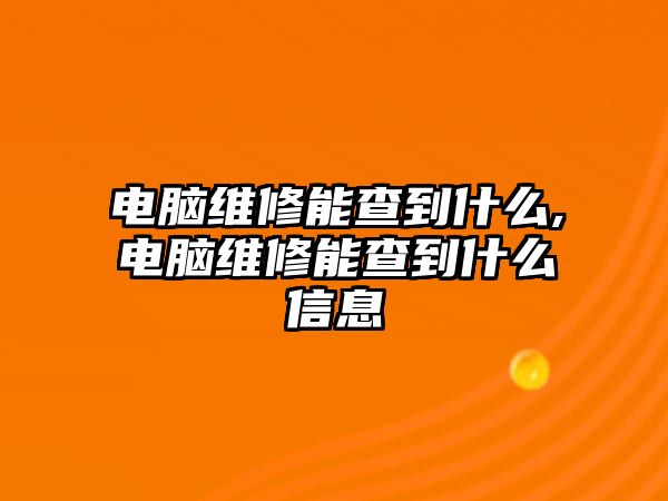 電腦維修能查到什么,電腦維修能查到什么信息