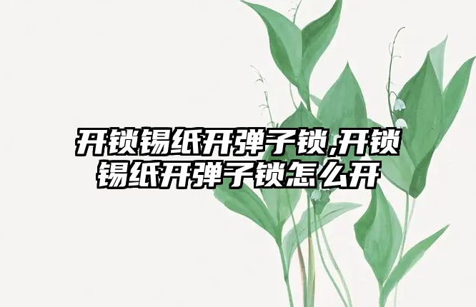 開鎖錫紙開彈子鎖,開鎖錫紙開彈子鎖怎么開